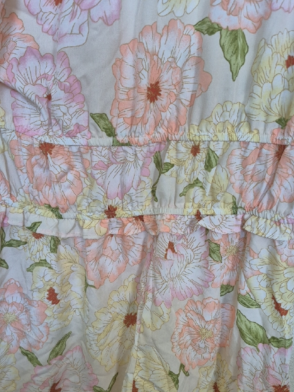 Floral V-Neck Summer Dress in Peach and Cream - Picture 4 of 7